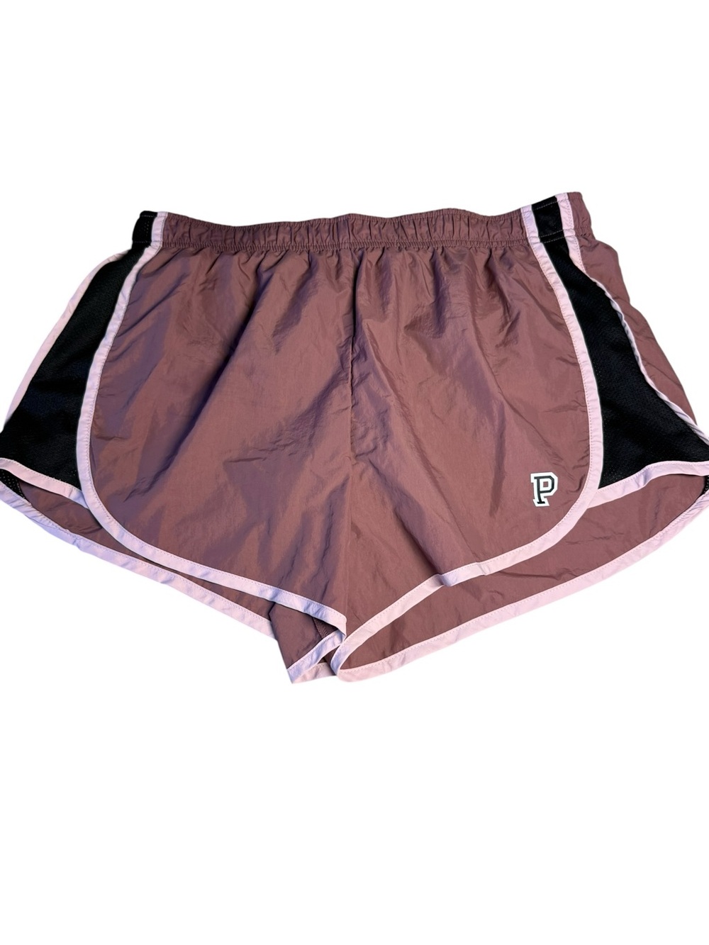 PINK Victoria's Secret Mauve Running Shorts with Black Mesh Accents